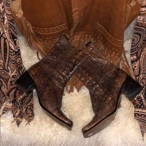 Nine West Leather Croc Embossed Boots